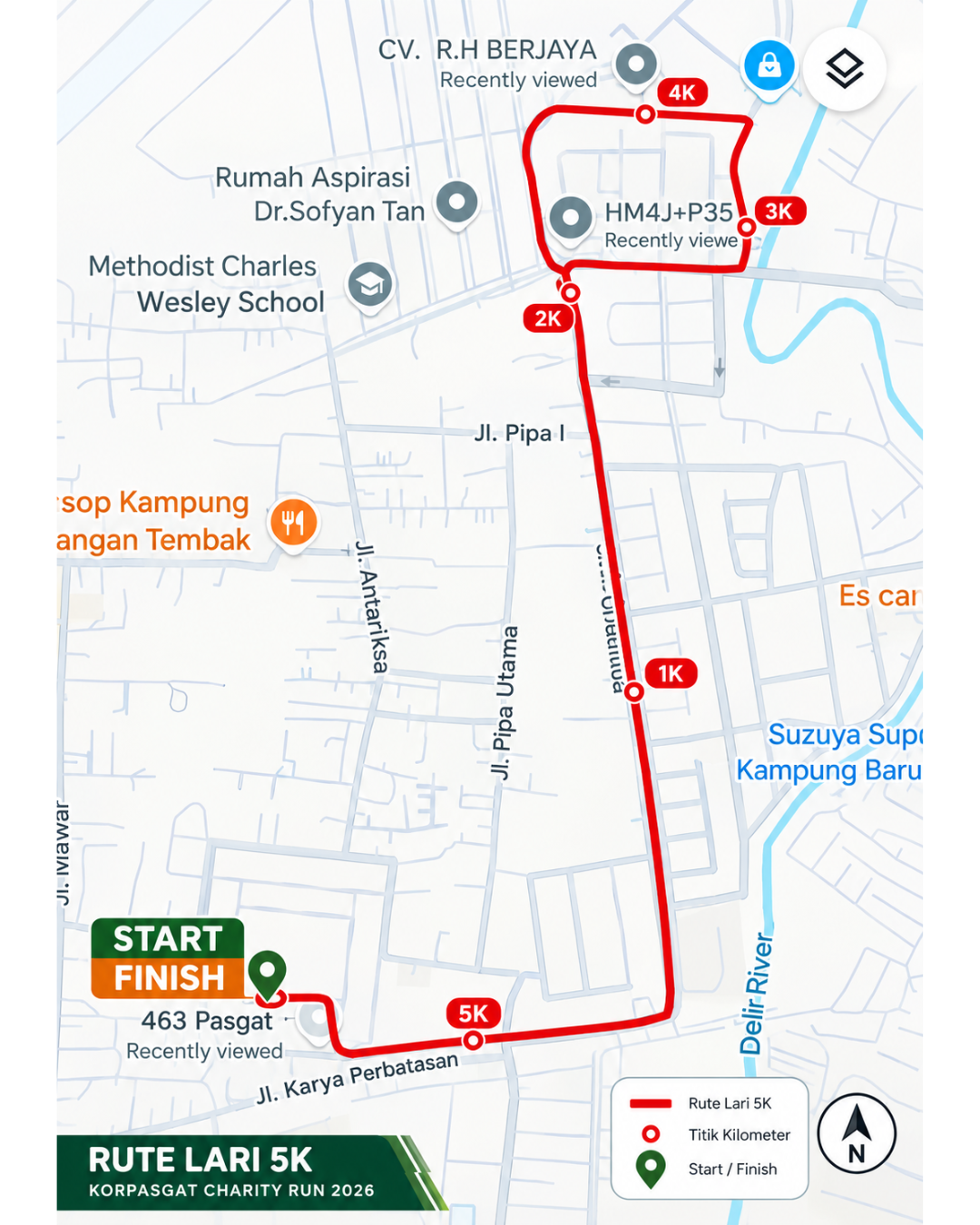 Peta Rute Lari 5K Korpasgat Charity Run 2026